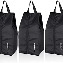travalate Durable Multi-Purpose Water Proof Shoe Bag for Travel Use | Portable & Foldable Polyester Shoe Bags for Men & Women – Plain Black (Pack of 3)-picture-21