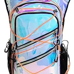 Hydration Backpack Pack with Cool Lights, 2L Water Bladder, Lightweight Bag for Running, Hiking, Bike, Climbing, Music Festival Essential, and Rave (Holographic-Blue)-picture-16