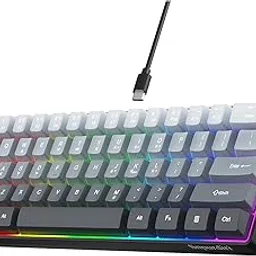 Snpurdiri 60% Wired Gaming Keyboard, 61 Keys RGB Backlit Ultra-Compact Small Gaming Keyboard, for PC/Mac Gamer, Typist, Travel, Easy to Carry on Business Trip (Grey-Black)-picture-54