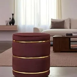 Smartkart Round Drum Ottoman | Comfortable Seating & Footrest for Living Room | Compact Drum Style Ottoman | Elegant Seating for Home & Office, 16x16x18 Inch, Coffee-picture-19