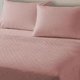 Urban Space 100% Cotton 300TC Jacquard bedsheets for King Size Bed, Pure Cotton Bedsheet King Bed, Checks bedsheet King Size with 2 Pillow Covers (108 x 108 Inches, Dusty Pink Cubes)-picture-25