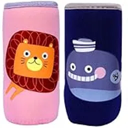 The Cheeky Kidzz Stretchable Soft Reusable Baby Bottle Cover Sleeve Animal Printed with Holding Strap Suitable for 120ml 150ml 220ml 240ml Feeding Milk (Pack of 4)-picture-10