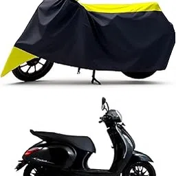RS ENGLAND - All Season Protection Bike Cover for Bajaj Chetak 3001 3501 3502 3503 Electric Scooter Scooty Bike Cover with Water-Resistant and Dust Proof Premium 190T Fabric_Yellow Stripe-picture-35