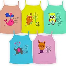 hap Kids 100% Cotton Multicolored Camisole Pack of Five-picture-42