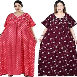 bindass female collection Plus Size Women Nighty Cotton Maxi Printed Jumbo Gown Size 5XL to 10XL (Pack of 2)-picture-11