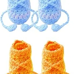 nat Hand Knitted Crochet Wool Socks Booties for Baby Boys & Baby Girls (2 Pair, 6 to12 Months)-picture-36