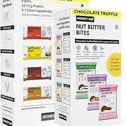 MONKEY BAR - CLEAN SNACK COMBO - Protein Bars + Nut Butter Bites | High Protein, 100% Clean, No Added Sugar, Wholesome, Healthy Snacking | Chocolate Truffle, Snack Bar-picture-54