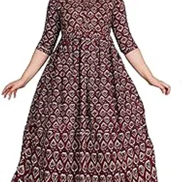 Women's Cotton Floral Printed Anarkali Maternity Kurti, Nursing Dress with Zipper for Breastfeeding-picture-22