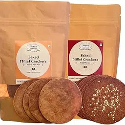 NIHKAN Millet Crackers (Ragi Masala & Jowar Peri Peri Combo) - Gluten free | No Maida | High protein | High Fibre - Handmade & baked | Healthy Millet snack | Chai time guilt free snacks - No Preservatives & No Baking soda - 100g each-picture-21
