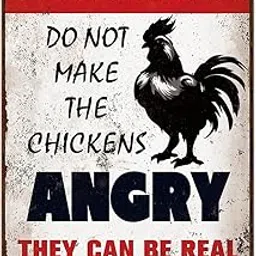 YOYI ART Funny Metal Warning Chicken Signs for Coop - Vintage Tin Sign for Chicken Coop, Outdoor, Kitchen, Farmhouse Wall Decor Art Accessories, Chicken Gifts for Women, 8 x 12 inch-image-38