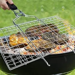 CRUCIATE™ Portable Barbecue Grill – Foldable BBQ Basket with Non-Stick Iron Grilling Net & Wooden Handle – Powder-Coated Roast Grill for Fish, Steak, Seafood – Outdoor Picnic & Kitchen Tool – Po1-picture-24