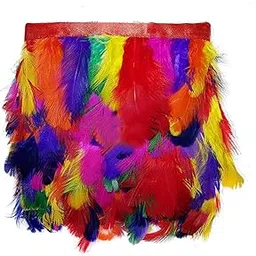 De-Ultimate (8cm X 3 Mtr) Multicolor Wings Feather Fur Gota Ethnic Wear Trim Lace Border Craft Material for Wedding Party Suits, Sarees, Lehengas, Dresses Embellishment Designing & Tailoring Purpose-picture-17