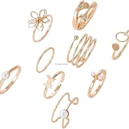 jewels galaxy Jewellery For Women Set of 9 Gold Plated Adjustable Hug-Floral Finger Ring (JG-PC-RNG-984)-picture-38