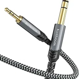 BlueRigger 3.5mm to 6.35mm Audio Cable (15FT, Bi-Directional, 3.5mm 1/8" Male TRS to 6.35mm 1/4" Male TRS, Braided Stereo Audio Cable for Cellphone, Amplifiers, Guitar, Speaker-picture-29