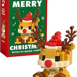 Christmas Building Blocks, Deer Toy with Santa Claus Design, Mini Building Figures for Holiday Decorating, Creative Play and Educational Development, 7x11cm Plastic Deer Building Blocks-picture-41