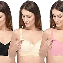 fabme Women's Hosiery Seamless Nursing Bra - Pack of 3-picture-28