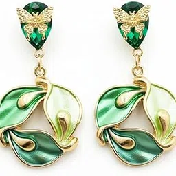 glitters trend Green Enamel Print 18 K Gold Plated Earrings For Women | Anti-Tarnish, Waterproof, 316 Grade PVD Coating, Hypoallergenic Jewellery-picture-43