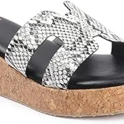 carlton london Women Comfortable Snake Print Sandal with Platform Heels, Round Toe for Casual Use, Office and Daily Use-picture-18