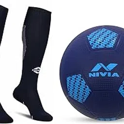 Nivia Home Play Mini Football/PVC Material/Football for Indoor Use/for Age Group Under 12 Years/Size - 1 (Blue) Plain Encounter Stockings for Men & Women (Navy Blue/White) L-picture-23