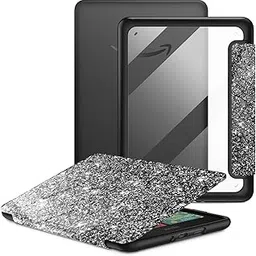 MOCA Case for 7 Inch Kindle Paperwhite 12th Gen 2024 and Signature Edition, Slim Shockproof Clear Back Cover, Auto Sleep/Wake Protective Case (Glitter Black)-image-5
