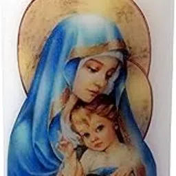 Religious Art Pillar Candle Printed with Mother Mary and Baby Jesus, Decorative Prayer Room Decor, Perfect Gifting Option, Home Decor, Printed Candle-image-6