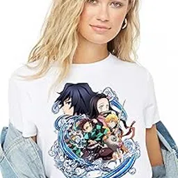 vlam Women Blue Anime Print Oversized Tshirt | Trendy Tshirt for Women and Girls-picture-45