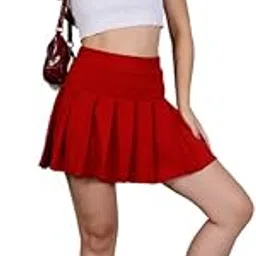 neudis Women's Polyester Flared Pleated Solid Mini Skirt-picture-30