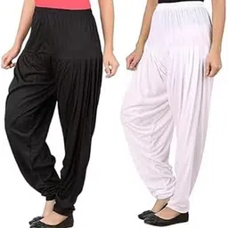 vee ess Ultra Soft Material Viscose Rayon Solid Attractive Pleated Pattern Casual wear Patiala Pants for Womens Pack of 2-picture-14