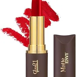 Glam21 Matte Envy Lipstick | Intense Colour | Creamy Texture | Lightweight Lipstick | Rain In Red - 3.5gm-picture-53