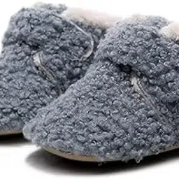 thread fairy co Unisex Baby Booties Soft Base baby Shoes/Booties Unisex Soft Sherpa Fleece Infant with strap-picture-31