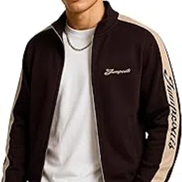 jump cuts || Mens || Printed || Sleeve Tape || Polo Neck || Full Sleeve || Fleece Jacket-picture-10