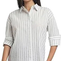 forever 21 Women Striped Regular Fit Shirt image 1