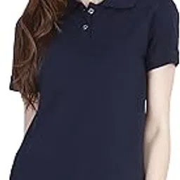fleximaa Women's Cotton Plain Polo Neck Half Sleeve T-Shirt-picture-26