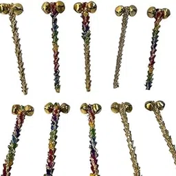 Kalka Traders Wedding Rattles, Wooden Stick with Bells and Lace, Multi-Colour, 20 cm, Rustic Bridal Shower Party Decorations, Set of 10-image-26