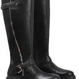 carlton london Women's Tall Zipper Accent Riding Boot Buckled Knee-High Fashion Footwear-picture-23