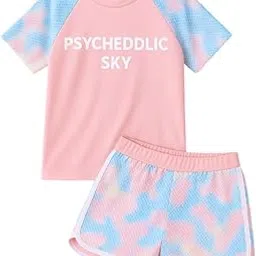 Bubble Berry Girls' Psychedelic Sky 2-Piece Swimsuit Set with Tie-Dye Print-picture-13