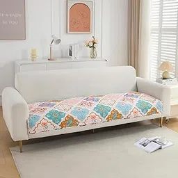 3-Seater Sofa Cover Made with Velvet Quilted, Size 27x69 Inch | Non-Slip Stylish Sofa Protector with Print, Soft Washable Fabric (2, Blue Multi, 3 Seater Sofa Cover)-picture-17