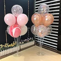 Poploons Pack of 2 Balloon Stand With Suction Cup - Holder With 7 Sticks, 7 Cups and 1 Base for Birthday, Wedding, Party, Holidays, Anniversary Decorations-picture-12