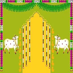 backdrops for Decorations Pooja |Background Decorations Cloths |Backdrop Cloth for Decoration |Traditional Backdrop Decoration Cloth |House Warming decorationss Cloths (Mango Leaf (8_8 ft))-picture-29