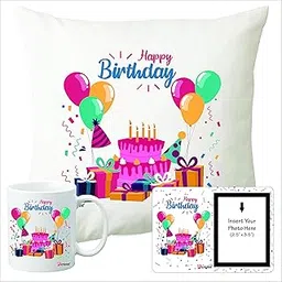 Picrazee Happy Birthday Gift for Friends | Men | Women | Kids | Girlfriend | Girls | Boys (Printed - 1 pc 12 x 12 Cushion with Filler, 1 pc White Coffee Mug & 1 pc Photo Frame)-picture-46