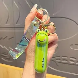 ONOTIC 3 in 1 Small Personal Mini Fan Cute Looking Fan for Kids Table Torch and Key Chain USB Rechargeable Fan Hand Fan Foldable Travel Fan Table Fan For Kids (Frog Green)-picture-11