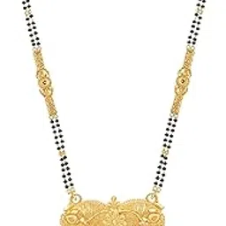 gogi enterprises Traditional Hand Meena Long Mangalsutra Black Beads Mangal sutra For Women Gold long chain-picture-14