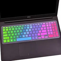 Dell Keyboard Cover for 15.6-inches, Laptop Keyboard Protector for Dell Inspiron 15 Laptop, US Layout Black Rainbow1 Keyboard Protector, Silicone Skin Cover for Dell image 1
