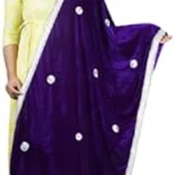 Yashoda Lining Store Women's Valvet Gotta Patti Work With Lace Border Stole-picture-26