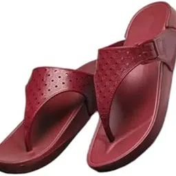 Women's Lightweight Red Flip-Flops with Textured Grip Sole-picture-14
