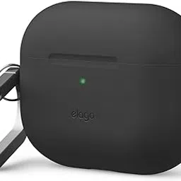 elago Compatible with AirPods Pro 3 Case - Premium Silicone Case with Carabiner, Supports Wireless Charging, Shock Resistant, Full Protection, Headphone Accessories (Black)-picture-13