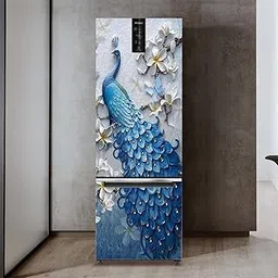 WallDaddy Refrigerator Wallpaper for Kitchen Fridge Stickers Double Door & Single Door Size (60x160) Cm 3D Peacock Fridge Wallpaper Sticker for Home | Vinyl Fridge Sticker for Doors (Pack of - 1)-picture-14