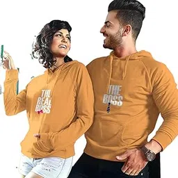 satpurush Men's & Women's Casual The Boss & The Real Boss Printed Full Sleeve Hoodie, Warm Pullover Monkey Cap, Hooded Neck, Regular Fit, Hoodies for Couple- Pack 2-picture-27