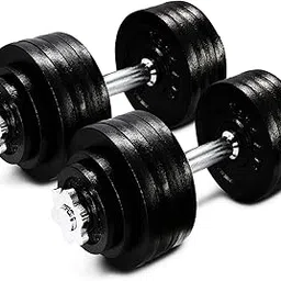 Amazon Brand - Symactive Exclusive Range Of Cast Iron Adjustable Dumbbells (14 Kg), Black-picture-59