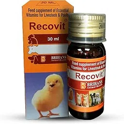 Brihans Animal Health RECOVIT | Essential Multivitamin Oral Liquid for Poultry, Cattle, Sheep & Goats | Supports Immunity, Bone Strength & Overall Health | Nutrient Rich Feed Supplement | 30 ml-picture-18